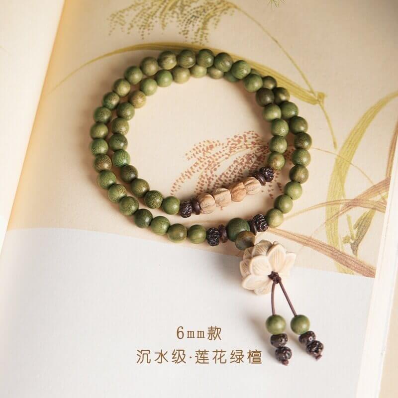 【6mm】綠檀百香籽蓮花款